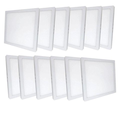 Kit 12 Plafon Painel LED Luminária Downlight 25W Sobrepor