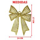 Ver imagem 5 de Kit 8 Enfeites Árvore de Natal Laço Dourado Glitter 24cm