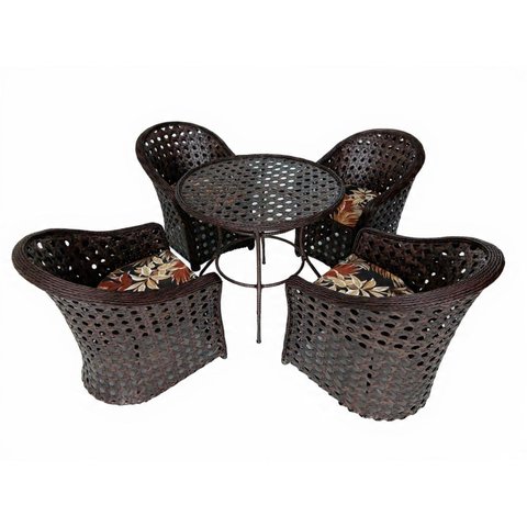 Conjunto Poltronas com Mesa Redonda 90cm Fibra Sintética Varanda Jardim Área Externa