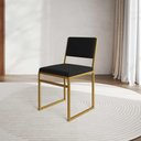 Ver imagem 2 de Kit 6 Cadeiras Industrial Isa Veludo Preto Base Dourado para Mesa Sala Cozinha - Dourado-Preto