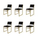 Ver imagem 1 de Kit 6 Cadeiras Industrial Isa Veludo Preto Base Dourado para Mesa Sala Cozinha - Dourado-Preto
