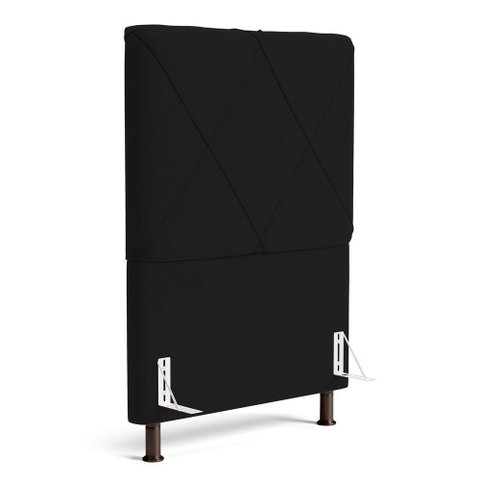 Cabeceira Cama Box Solteiro Mel 90cm com Frame Veludo Preto - Desk Design