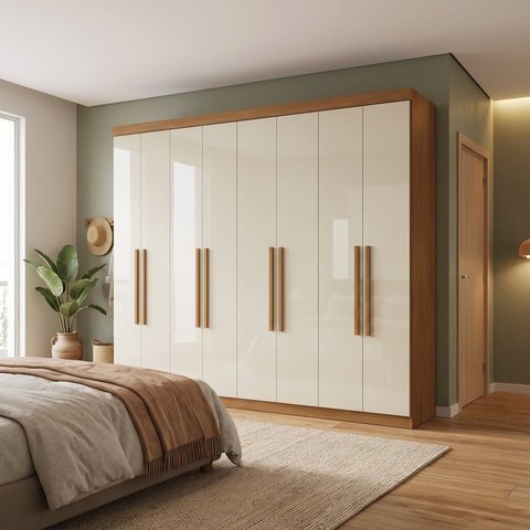 Guarda Roupa Casal 8 Portas 4 Gavetas 237cm com Cabideiro