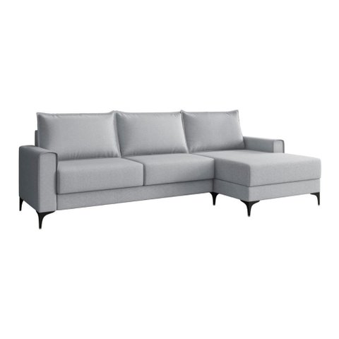 Sofá 3 Lugares 270cm com Chaise e Pés Metálicos Multimóveis Cr45343 Cinza
