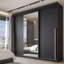 Ver imagem 1 de Guarda-roupa Casal Arcadia 3 Portas 6 Gavetas com Espelho Preto - Panorama Móveis