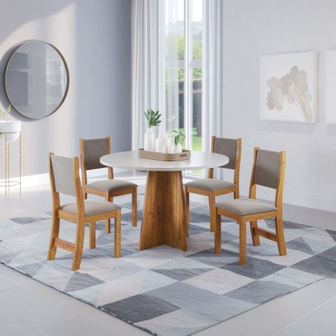 Mesa de Jantar 4 Lugares Província Mel/Blonde/Perola - Viero Móveis