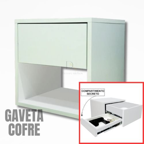 Mesa de Cabeceira com Gaveta Cofre  + Nicho Para Quartos e Escritórios