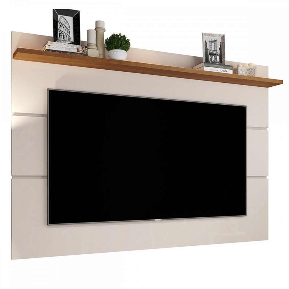 Painel para TV Até 50 Polegadas Vivare New 1 Prateleira Off White/Freijo - Giga Móveis - 2