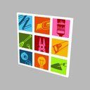 Ver imagem 2 de Tela Decorativa com Borda Infinita Ferramentas Coloridas:60x60
