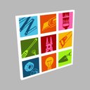 Ver imagem 1 de Tela Decorativa com Borda Infinita Ferramentas Coloridas:60x60