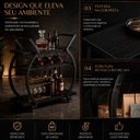 Ver imagem 5 de Carrinho Bar Industrial com Adega para Vinhos, Rodízios e Estrutura Metálica - Preto