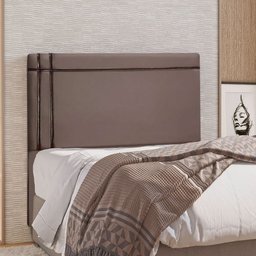 Cabeceira Estofada Royal em Madeira de Eucalipto 90cm Suede com Fita Marrom Claro Speciale Home - 2