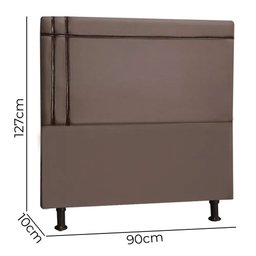 Cabeceira Estofada Royal em Madeira de Eucalipto 90cm Suede com Fita Marrom Claro Speciale Home - 5
