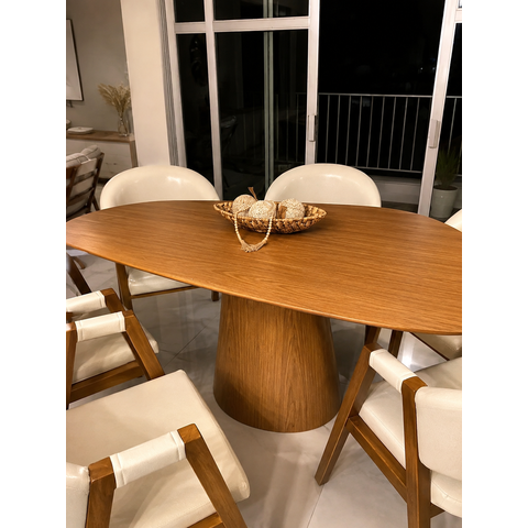 Mesa de Jantar Orgânica Eclat Freijó Base Cone 120x80cm