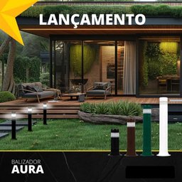 Poste Balizador Luminária Aura Casa Sítio Jardim 55cm Verde - 5