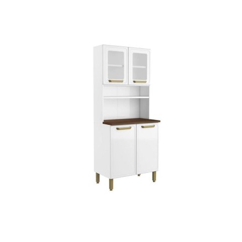 Cozinha Compacta Bella C/ 4 Portas (2 C/ Vidro) 80cm Branco - Bertolini