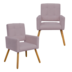 Conjunto 2 Poltronas Cadeira Estofada Decorativa Camila Suede Rose - Incasa Decor