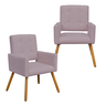 Conjunto 2 Poltronas Cadeira Estofada Decorativa Camila Suede Rose - Incasa Decor - 1