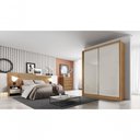 Ver imagem 3 de Guarda Roupa Casal Virtus 2 Portas Correr 3 Gavetas MDF Cumaru-Fendi Rei de Casa 162cm