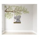 Ver imagem 1 de Papel de Parede Ursinha Balanço Menina Infantil para Quarto de Bebê M² Pp63