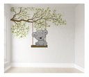 Ver imagem 1 de Papel de Parede Ursinha Balanço Menina Infantil para Quarto de Bebê M² Pp63
