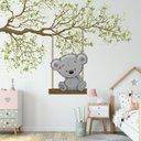 Ver imagem 2 de Papel de Parede Ursinha Balanço Menina Infantil para Quarto de Bebê M² Pp63