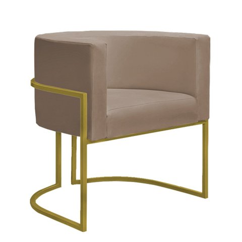 Poltrona Decorativa Sala de Estar Nayara Base Metal Dourada:capuccino