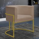 Ver imagem 2 de Poltrona Decorativa Sala de Estar Nayara Base Metal Dourada:capuccino