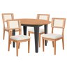 Conjunto Mesa com 4 Cadeiras Extensível com Encosto Tela 100% Mdf Preto Bege Dalla Costa - 2