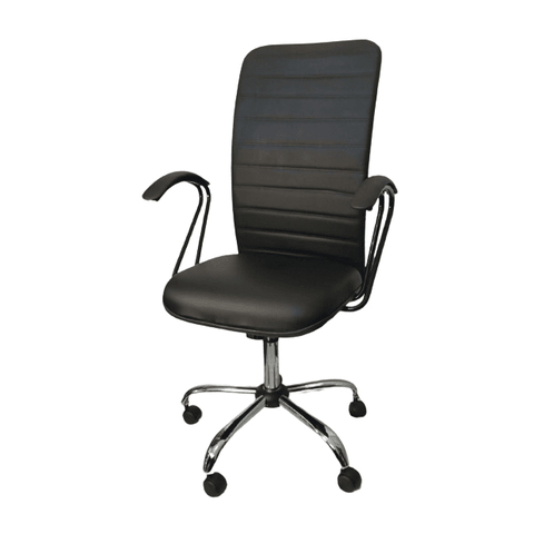 Cadeira Escritório Tela Luxo Preto - Base Cromada