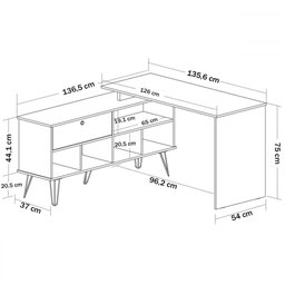 Mesa Escrivaninha Dubai 1 Porta Carvalho/branco - Artany - 5