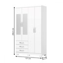 Ver imagem 4 de Guarda-roupa Solteiro Caju 4 Portas e 3 Gavetas com Espelho Branco - Henn