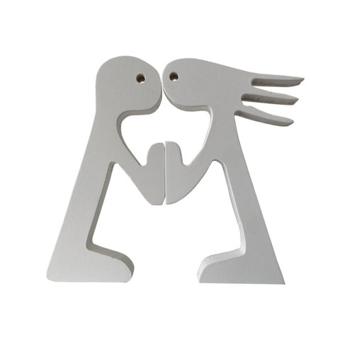 Escultura Decorativa Casal 17x15cm Branco