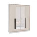 Ver imagem 2 de Guarda-roupa Casal Valência 4 Portas 4 Gavetas com Espelho Branco/creme - Politorno