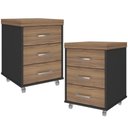 Ver imagem 1 de Kit 2 Gaveteiros para Escritório com Rodízios 3 Gavetas Atria Executiva A02 Nogal Preto - Lyam Decor