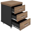 Ver imagem 5 de Kit 2 Gaveteiros para Escritório com Rodízios 3 Gavetas Atria Executiva A02 Nogal Preto - Lyam Decor