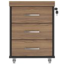 Ver imagem 3 de Kit 2 Gaveteiros para Escritório com Rodízios 3 Gavetas Atria Executiva A02 Nogal Preto - Lyam Decor