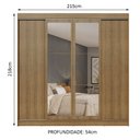 Ver imagem 3 de Guarda-Roupa Casal Madesa Austin 4 Portas de Correr com Espelhos 3 Gavetas Rustic Cor:Rustic