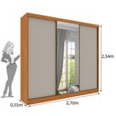 Ver imagem 4 de Guarda-Roupa Casal com Espelho 3 Portas de Correr e 6 Gavetas 270cm Multimóveis CR35495 Cinamomo/