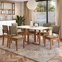 Ver imagem 1 de Mesa de Jantar 6 Lugares Adria com Vidro Canela/off White - Kappesberg Jantar