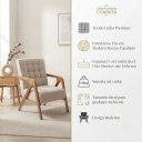 Ver imagem 4 de Poltrona Decorativa Sala Estofada Linho Bege Pés Madeira Maciça