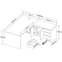 Ver imagem 4 de Mesa para Escritório 2 Portas 3 Gavetas Diretor em L Nogal/preto