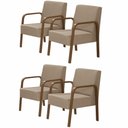Ver imagem 1 de Kit 4 Poltronas 1 Lugar Jade Braço Madeira Dsalla Cappuccino