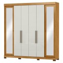 Ver imagem 2 de Guarda-roupa Casal Caetano 6 Portas com Espelho Marrocos/off White - Pnr Móveis