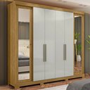 Ver imagem 1 de Guarda-roupa Casal Caetano 6 Portas com Espelho Marrocos/off White - Pnr Móveis