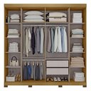 Ver imagem 3 de Guarda-roupa Casal Caetano 6 Portas com Espelho Marrocos/off White - Pnr Móveis