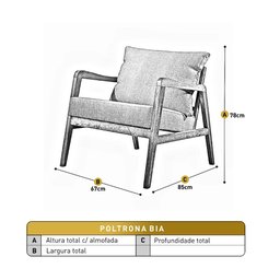 Poltrona Bia Luxo Madeira Maciça Castellar Móbile Veludo Bege Claro - 5