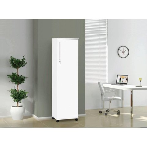 Multiuso Sapateira 01 Porta + Chave Branco Pés Rodízios Trinobel