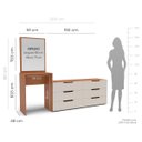 Ver imagem 3 de Cômoda Penteadeira Madri 6 Gavetas c/ Espelho 209x160cm Creme/Freijó 250805