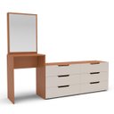 Ver imagem 2 de Cômoda Penteadeira Madri 6 Gavetas c/ Espelho 209x160cm Creme/Freijó 250805